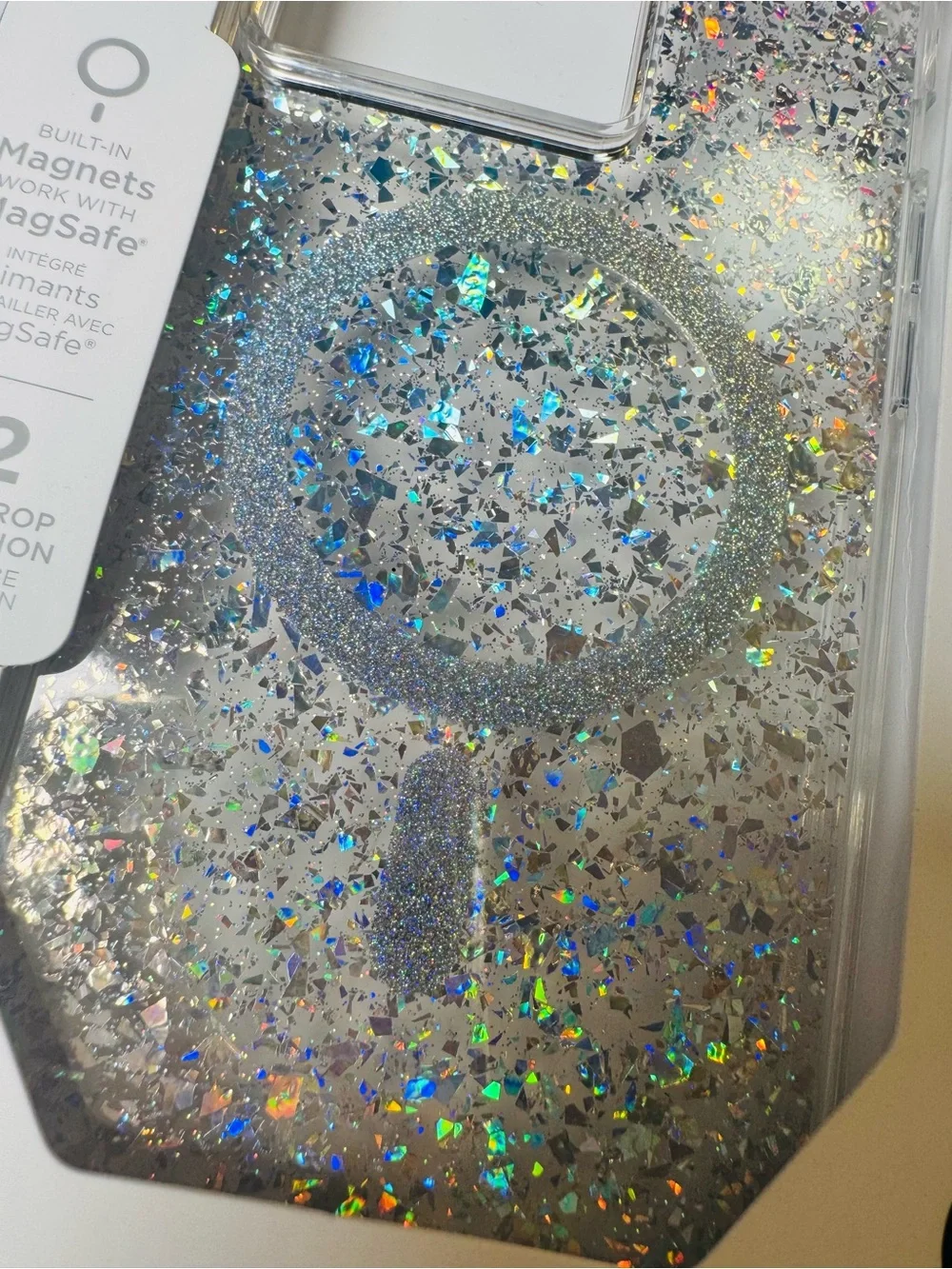 case-mate Silver Holographic Glitter MagSafe Case for  iPhone 15 pro max